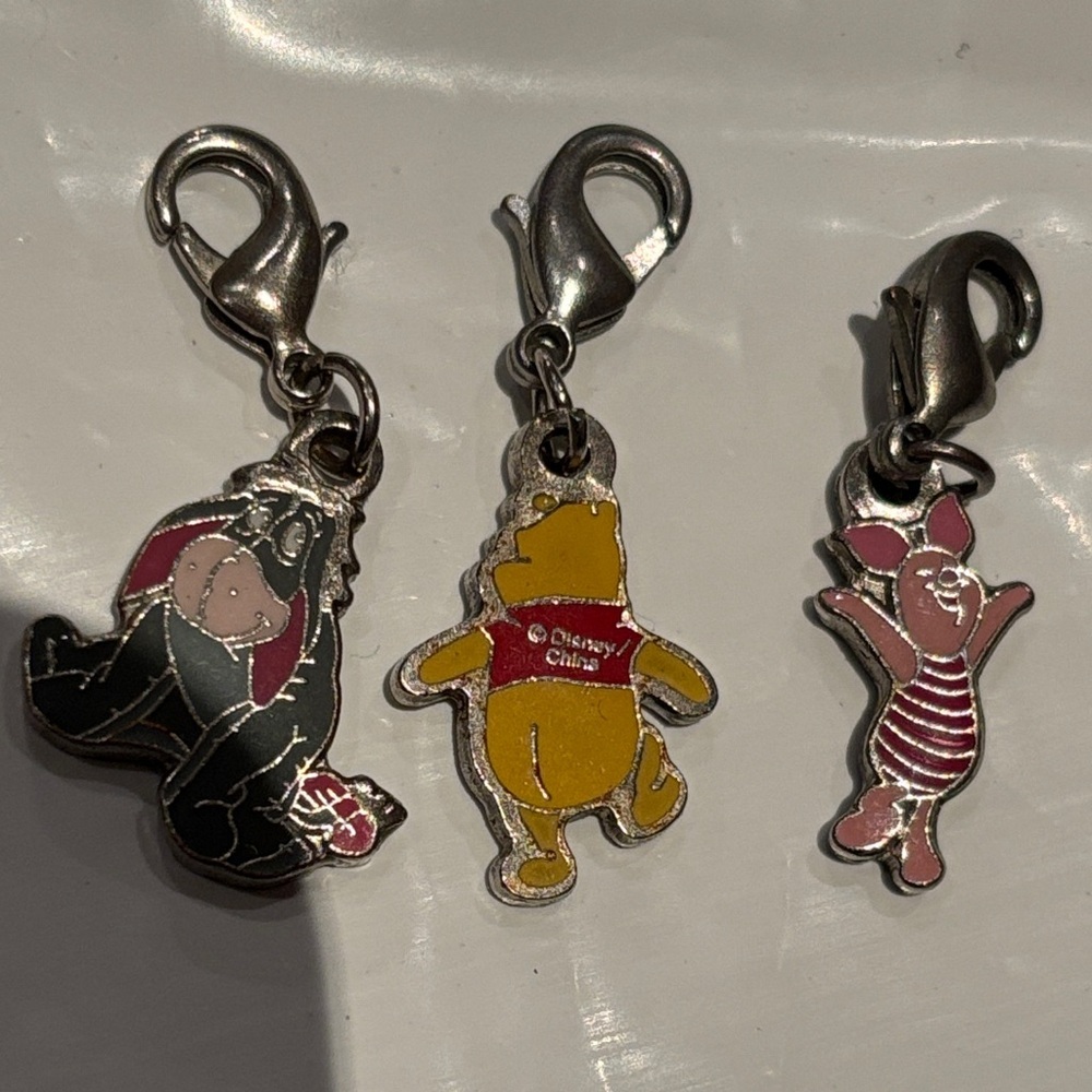 Disney Character Charms in Yellow, Pink, and Black Winnie The Pooh